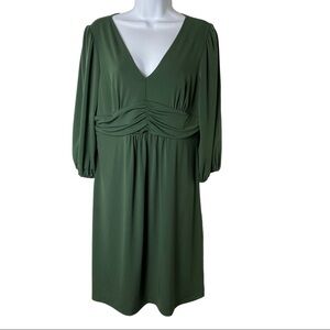 NWT NY Collection Olive Green 3/4 Sleeves Knee Length Dress Large